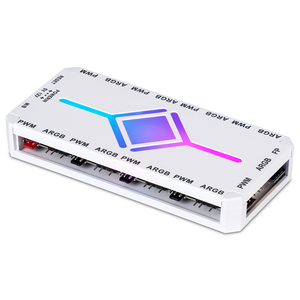 Low Price White <strong>PWM</strong> 1 to 9 Ports Magnetic Fan Hub <strong>Splitter</strong> with Remote <strong>SATA</strong> Hub Argb Hub - Product Image 1