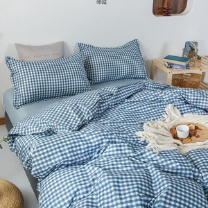 Kuncheng Japanese Style Plaid <b>Bedding</b> Set Cotton Duvet Cover <b>Sheet</b> Set For Dormitory Home Use Four Seasons - Product Image 3