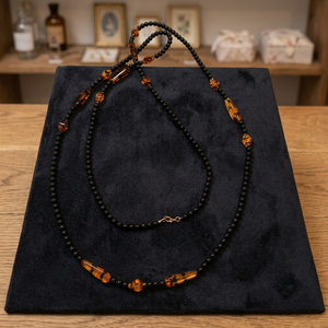 Collier artisanal en perles italiennes, pierres et corail céramique, avec certificat d'authenticité # 110 - Product Image 3