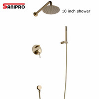SANIPRO – mélangeur de robinet en laiton brossé, barre spéciale, pont d'exposition en laiton Vintage, Reproduction Antique en cuivre, ensembles de douche dorés