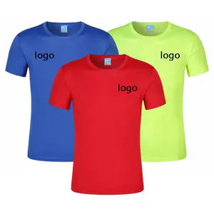 Camiseta de poliéster com secagem rápida, camiseta esportiva de tecido elástico com estampa, 180g, de secagem rápida, masculina