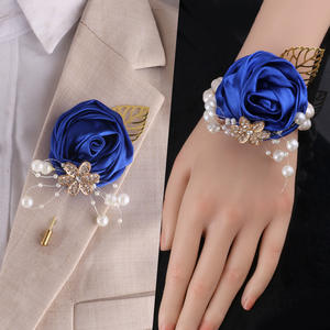 Women's Gold Plated Artificial Pearl <b>Rhinestone</b> <b>Fabric</b> Rose Brooch & Wrist Flower Pin Wedding Party Engagement Gift - Product Image 6