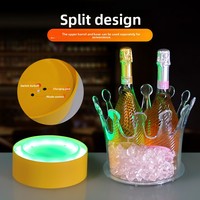 Seau à glace lumineux LED rechargeable, design moderne transparent en PC, grand et petit format, pour bar et spiritueux