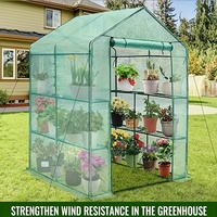 Serre, 56x56x76 "Walk in Greenhouse, maison verte portable pour l'extérieur avec couvercle en PE épais, 3 étages 8 étagères pour plantes