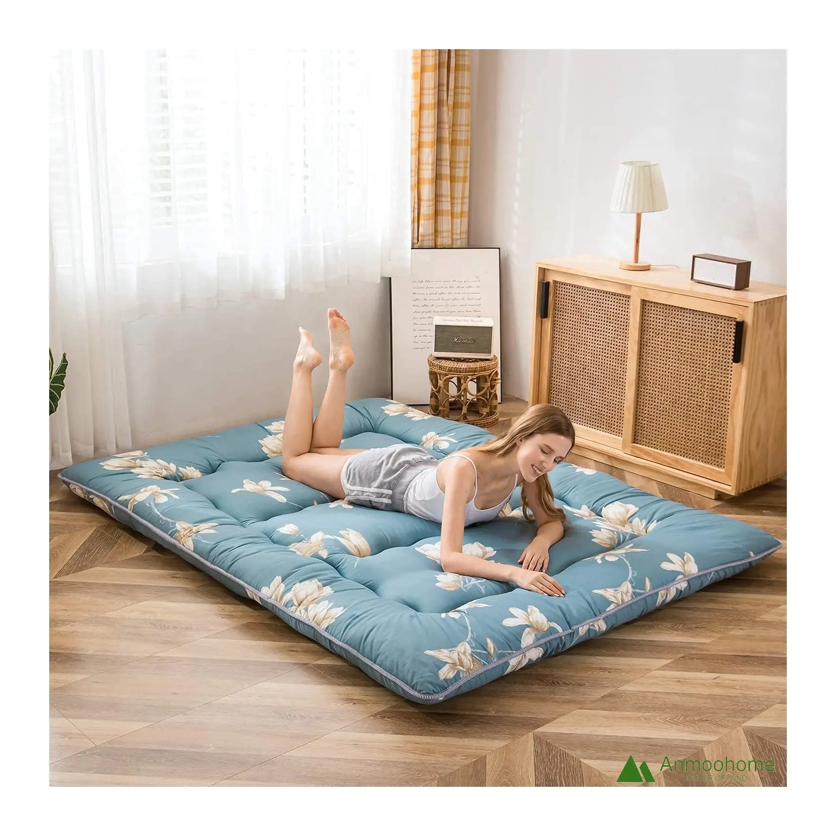 Moderne bedruckte japanische Boden matratze im Landhausstil, Futon matratze Rollbett-Rollboden-Camping matratze