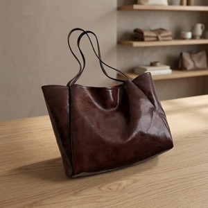 Pochette décontractée pour femme en cuir de buffle 100% original BS International, pliable, légère, capacité 3L+, fermeture éclair étanche - Product Image 3