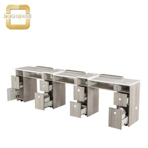 โต๊ะเครื่องเป่าเล็บสามชั้นดีไซน์หรูหราทั้งสองด้านตัวกรอง<span class=keywords><strong>ฝุ่น</strong></span>ที่วางแขนสบายและการจัดเก็บขนาดใหญ่ - Product Image 5