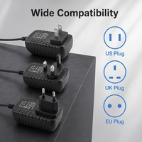 Adaptor Daya Dinding 24V DC dengan Colokan US UK EU AU, Material PC untuk Produk Elektronik 1.5A