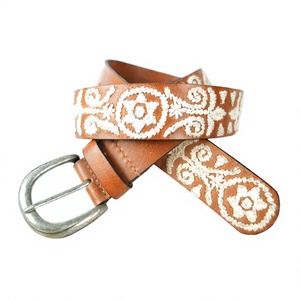 Cinturón de Cuero Bordado Estilo Bohemio Equipro con Hebilla de Aleación y Diseño a Rayas, Estilo Casual, Resistente, Polo, 3.5cm de Ancho, 110cm - Product Image 1