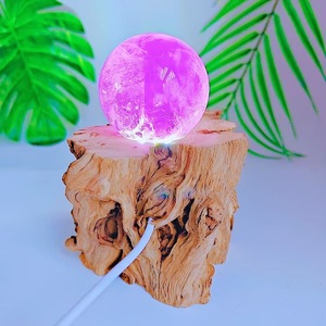 Support USB en bois original sculpté à la main pour sphère de cristal, support de présentation de boule de cristal DIY, base de veilleuse LED pour la décoration - Product Image 2