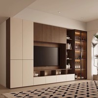 Meuble TV mural de style italien moderne, meuble TV simple avec décoration de cheminée, meuble mural complet personnalisable pour salon