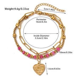 Gelang Mata Iblis Rantai Manik-Manik Batu Lapis Emas Stainless Steel Terbaru <span class=keywords><strong>2026</strong></span> untuk Wanita - Product Image 6