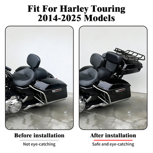 Coffre de tourisme 10,7'' avec dossier et porte-bagages pour <span class=keywords><strong>Harley</strong></span> Touring Road King Street Glide 2014-2025 - Product Image 5