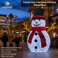 Hommes-Neiges Géants 3D LED en Métal pour Noël, Éclairage Extérieur Étanche IP65