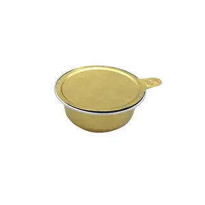 Hoge Kwaliteit 60Ml Gladde Gouden Kleur Aluminiumfolie Container Kleine Rijst Soep Voedsel Wegwerp Kom Voor Kruiden Bekers