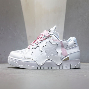 Nouvelle étoile <span class=keywords><strong>pain</strong></span> chaussures femmes bas haut fond épais en cuir blanc chaussures avant à lacets sport décontracté conseil chaussures - Product Image 5