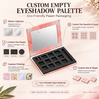 Palette de maquillage pour les yeux en carton écologique de haute qualité, nouvellement conçue, avec motif d'impression vierge, emballage en papier métallisé