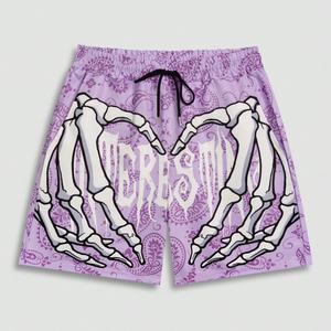 Ensemble décontracté 2 pièces personnalisé style hip-hop urbain d'été, avec t-shirt ample respirant imprimé lettres tête de mort et short athlétique - Product Image 4