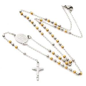 BMZ 2022 collier chapelet religieux de bonne qualité, <span class=keywords><strong>argent</strong></span> et or de 3mm - Product Image 5