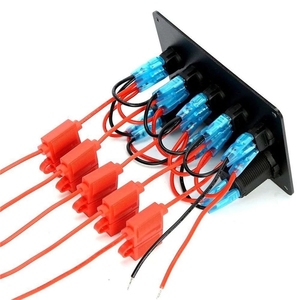 Interruptor de palanca de encendido y apagado, panel de aluminio con mimbre y luz led trasera, 12V, 24V, 5 entradas - Product Image 5