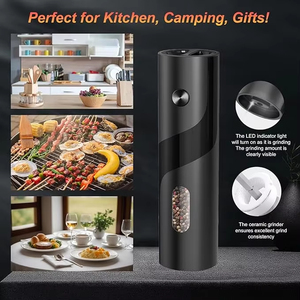 2 Pcs Plastic Household Spice Automatic Salt and Pepper Set with USB Charging Stand - Product Image 2