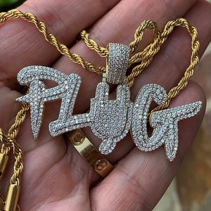 Iced Out Bling Men Boy Hip Hop Jewelry Micro Pave 5A Cubic Zirconia CZ <strong>PLUG</strong> Pendant Necklace - Product Image 2