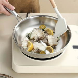 Meilleures ventes Poêle à frire en acier inoxydable neutre sans revêtement antiadhésive pour cuisinières à induction au gaz Design moderne pour la cuisine domestique - Product Image 3