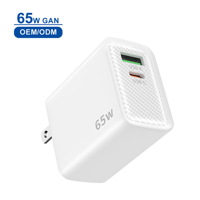 Schitec OEM GaN Wall Charger Dual Port Qc3.0 18w PD 65w Laptop Desk Charger for Laptop Pad Phone