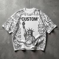 Camiseta Extra Grande 100% Algodón para Hombre, de Alta Calidad, con Logotipo Impreso Personalizado, Hombros Caídos, 190 g/m², Corte Cuadrado, Tejido de Punto