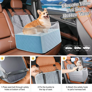 Asiento Elevado para Perros y Gatos Pequeños, con Cubierta Lavable Acolchada Oxford Estampada y Correas de Seguridad - Product Image 3