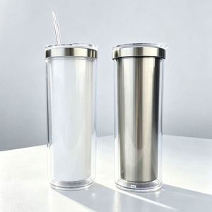 Gobelet isotherme droit et fin de 20 oz, effet boule à neige, vierge pour sublimation, portable, à paillettes, pour eau quotidienne en extérieur - Product Image 4