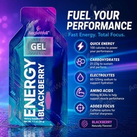 Gel énergétique à la mûre AegleWell Easy Digest, emballage individuel compact, pour les aventures en plein air, la course à pied, le cyclisme, l'entraînement quotidien