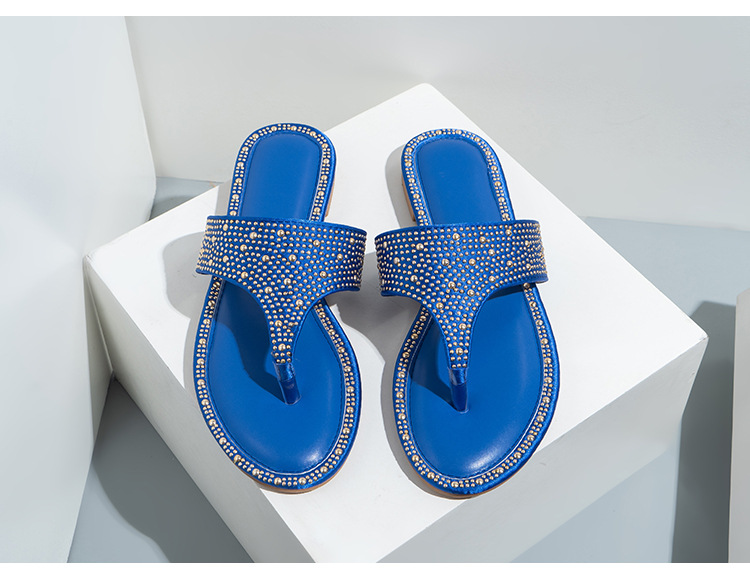 Rhinestone Clip toe Women's Flip-flops Sandals Outside Wearing Flip Flops Flat Beach Slippers