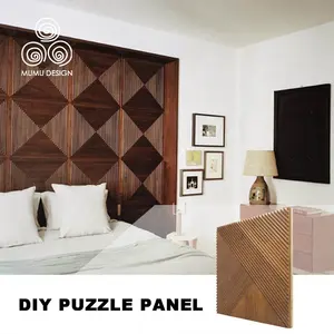 木木3D独特设计乡村装饰凹槽实木纹理饰面储物柜壁板
