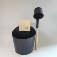 Ensemble seau et louche de sauna en aluminium noir, accessoires de sauna pour tout type de baril ou sauna traditionnel
