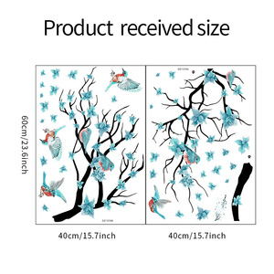 Adesivi da <span class=keywords><strong>parete</strong></span> in PVC rimovibili impermeabili per <span class=keywords><strong>albero</strong></span> rami fiori uccelli TV sfondo per camera da letto - Product Image 5