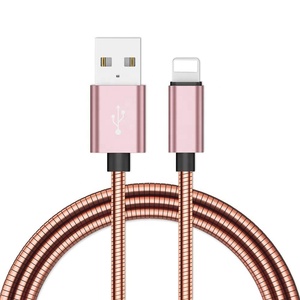 Durable Stainless Steel Metal Spring Braided High Speed Charging USB Data Sync Cable For <span class=keywords><strong>iPhone</strong></span> - Product Image 3