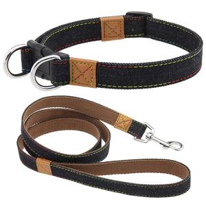 Collar de Mezclilla Ajustable Azul y Negro para Perro, Resistente a Desgarros, de Liberación Rápida, con Doble Anillo en D para Perros Pequeños, Medianos y Grandes - Product Image 4