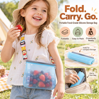 Sacs de rangement en silicone personnalisés écologiques et étanches, sans BPA, réutilisables, de qualité alimentaire, avec logo personnalisé