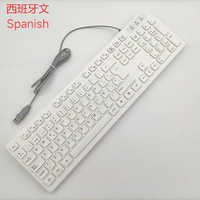 Clavier filaire USB multilingue prend en charge l'anglais, l'arabe, le russe, le français, l'allemand, l'espagnol pour ordinateur en stock