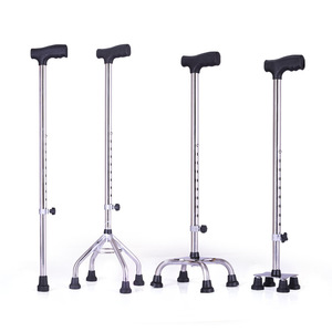 Bastón de acero inoxidable Kanghujia de cuatro patas, altura ajustable, antideslizante, para personas mayores, uso en exteriores. - Product Image 1