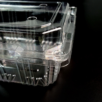 Boîte d'emballage carrée transparente jetable en PET pour fruits, avec gaufrage, barquette d'emballage alimentaire de qualité alimentaire