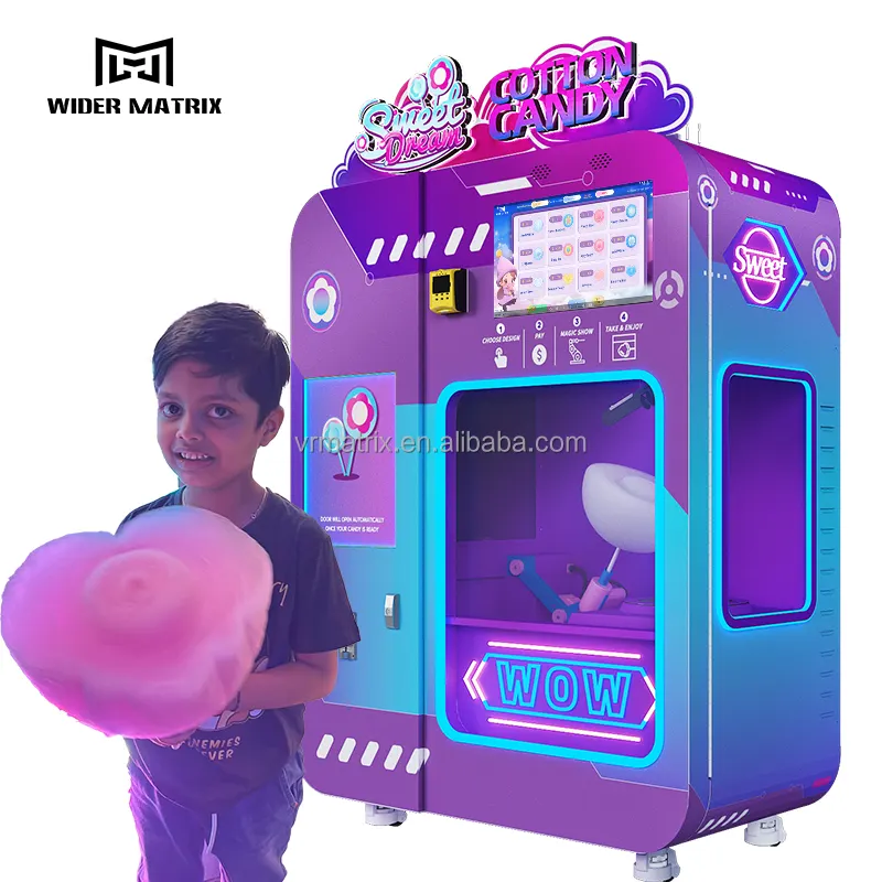 Hot Selling Professional Fully Automatic Cotton Candy Vending Machine Factory Made with 1-Year Warranty