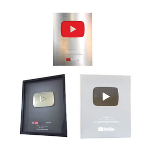 Botón de reproducción de <span class=keywords><strong>Youtube</strong></span>, placa multimetálica, medalla de gama alta, distribución, franquiciado, carta de autorización de marca, premio, placa de Honor - Product Image 1