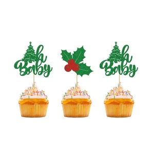 Selecciones festivas de <span class=keywords><strong>pastel</strong></span> Oh Baby, perfectas para bautizos navideños y fiestas de cumpleaños de bebés, insertos y adornos adorables - Product Image 6