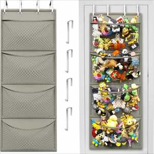 Sac de rangement suspendu en tissu Oxford pour jouets en peluche, poupées, sous-vêtements et chaussettes, avec 4 poteaux de support - Product Image 1