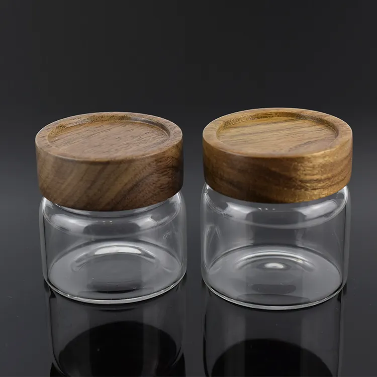 アルミ竹リップ2オンス3オンスドライフラワー竹木製ガラス瓶木製蓋付き