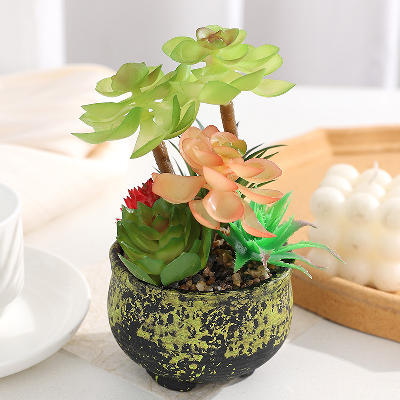 Pot en argile pour succulentes, pot jaune