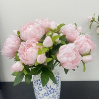 Fleur artificielle de pivoine à 2 têtes, pivoine en soie artificielle à tige unique, arrangement floral rose pour la décoration de la maison, de l'hôtel et des mariages