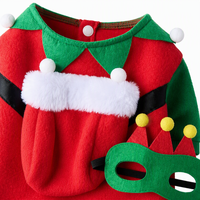 Kostum Natal Elf MEIQIPETBABY untuk Hewan Peliharaan, Set 2 Potong, Sweater Anjing Kucing dengan Kantong Hadiah dan Penutup Mata, Ukuran S-XL